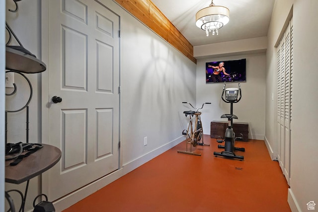 178 N Valley View Dr, North Salt Lake, UT 84054 - exercise area featuring baseboards and a chandelier