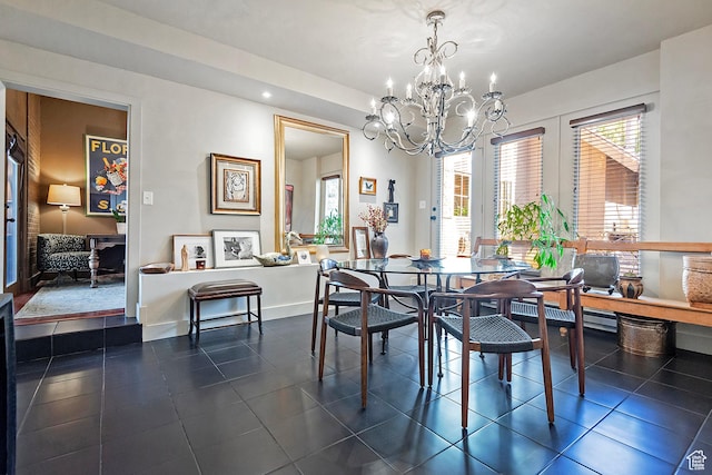 178 N Valley View Dr, North Salt Lake, UT 84054 - dining area featuring baseboards and an inviting chandelier