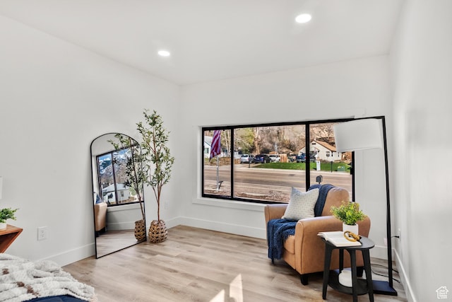 223 N Harrison Blvd, Ogden, UT 84404 - sitting room featuring recessed lighting, plenty of natural light, baseboards, and wood finished floors