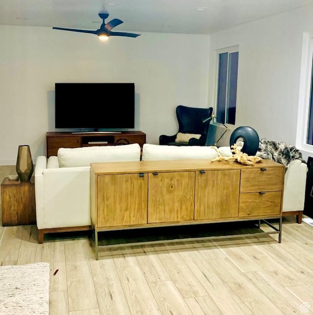 5188 S Saddleback Dr, Holladay, UT 84117 - living room with ceiling fan and light wood-style flooring