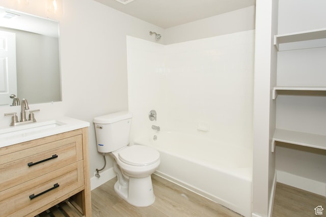 5459 S Walden Glen Dr, Murray, UT 84123 - bathroom with visible vents, wood finished floors, toilet, vanity, and shower / bathtub combination