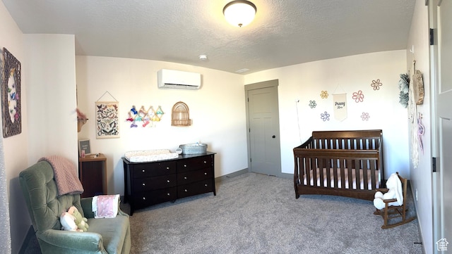 386 S Amber Field Dr Unit 508, Grantsville, UT 84029 - carpeted bedroom featuring a nursery area, a wall mounted AC, and a textured ceiling