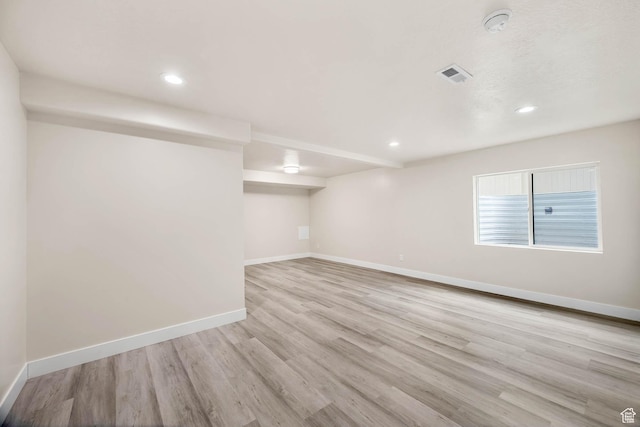 14913 S Thorntree Ln, Herriman, UT 84096 - empty room featuring wood finished floors, baseboards, recessed lighting, and a smoke detector