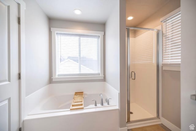 910 N 260 W, Santaquin, UT 84655 - bathroom featuring a stall shower, a garden tub, and recessed lighting