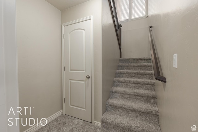 2445 E 2860 S, St George, UT 84790 - staircase with baseboards and carpet flooring