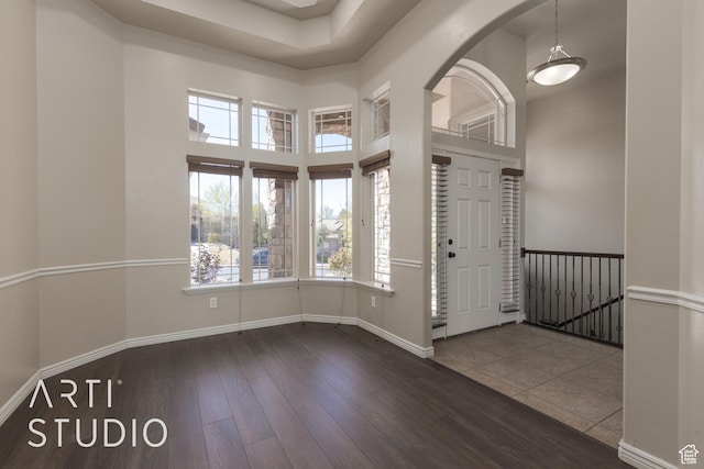 2445 E 2860 S, St George, UT 84790 - entrance foyer with baseboards, a high ceiling, and wood finished floors