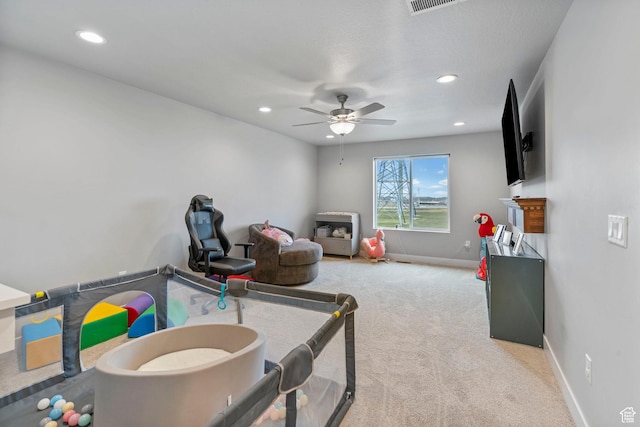 3161 N 3150 W, Plain City, UT 84404 - game room with carpet flooring, recessed lighting, baseboards, and ceiling fan