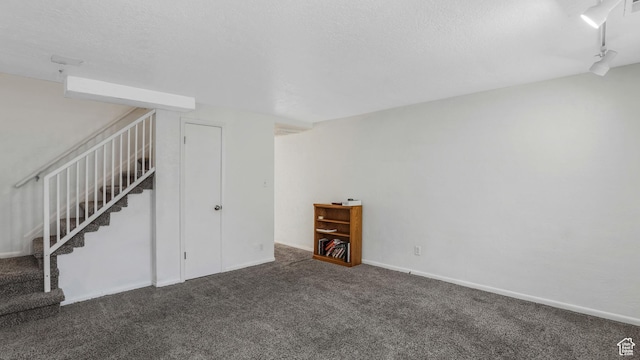 1423 Arthur Dr, Provo, UT 84601 - interior space featuring baseboards, stairs, a textured ceiling, and carpet