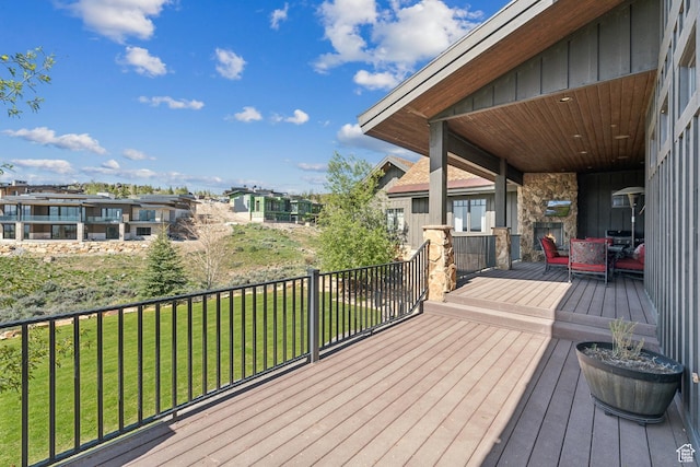 7507 Sage Meadow Rd, Park City, UT 84098 - wooden deck with a lawn and a residential view