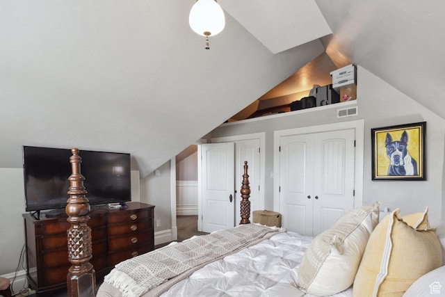 368 E 300 N, Logan, UT 84321 - carpeted bedroom featuring visible vents and vaulted ceiling