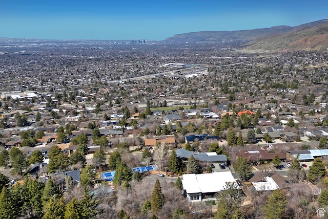 aerial view with a residential view and a mountain view
