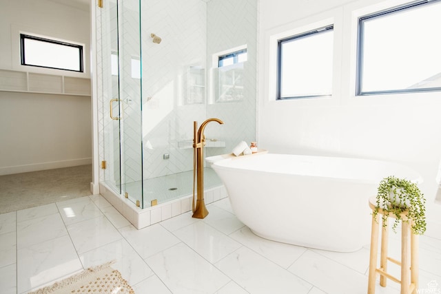 1154 Fawn, Pleasant View, UT 84414 - bathroom with marble finish floor, a soaking tub, and a shower stall