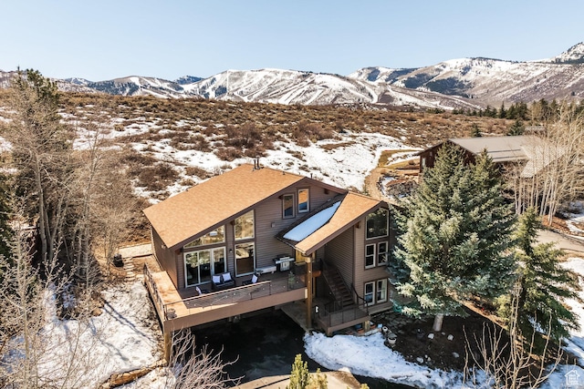 exterior space featuring a mountain view
