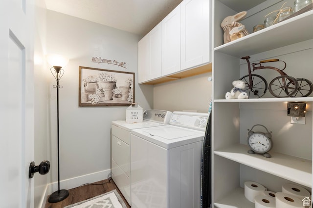 185 W 200 N, Centerfield, UT 84622 - clothes washing area with baseboards, cabinet space, wood finished floors, and separate washer and dryer
