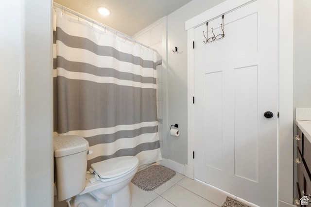 185 W 200 N, Centerfield, UT 84622 - bathroom with tile patterned floors, a shower with shower curtain, toilet, and vanity