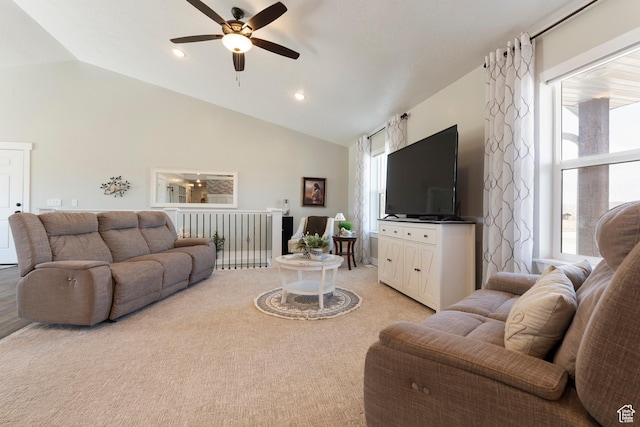 185 W 200 N, Centerfield, UT 84622 - living room featuring recessed lighting, light carpet, ceiling fan, and a wealth of natural light