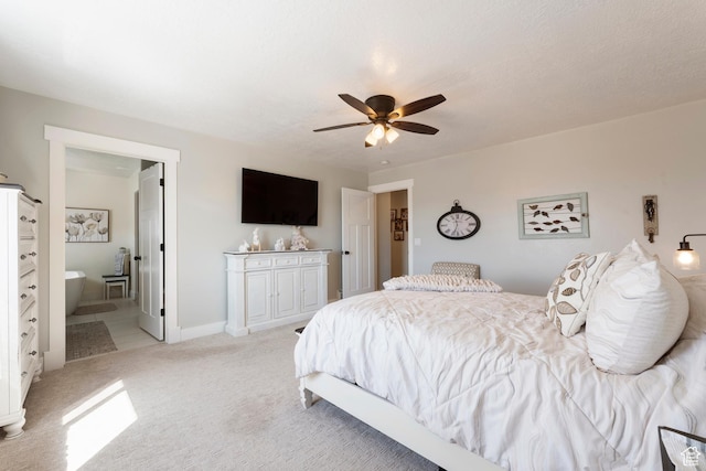 185 W 200 N, Centerfield, UT 84622 - bedroom with baseboards, ensuite bath, ceiling fan, and light carpet