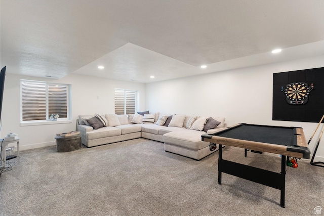 585 W 20 N, Hyrum, UT 84319 - carpeted living area with baseboards and recessed lighting