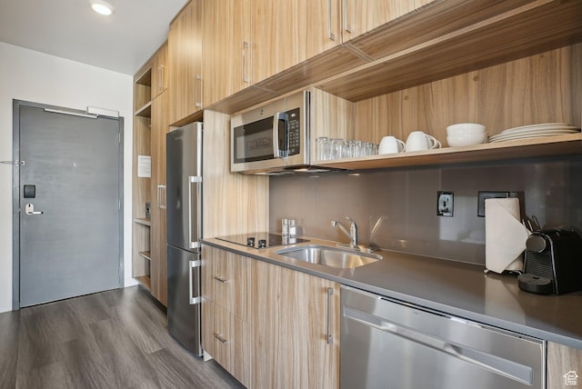2670 Canyons Resort Dr Unit 424, Park City, UT 84098 - kitchen with open shelves, appliances with stainless steel finishes, modern cabinets, and a sink