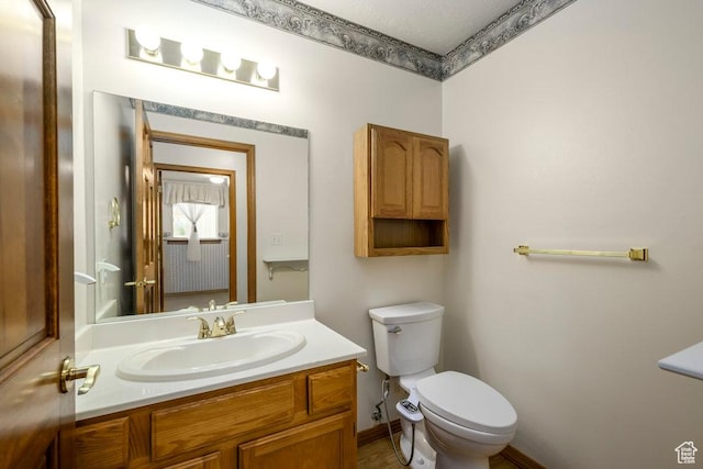 bathroom with toilet and vanity
