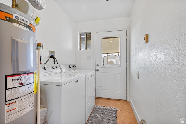 270 N 100 W, Goshen, UT 84633 - laundry area with light tile patterned flooring, baseboards, laundry area, electric water heater, and separate washer and dryer