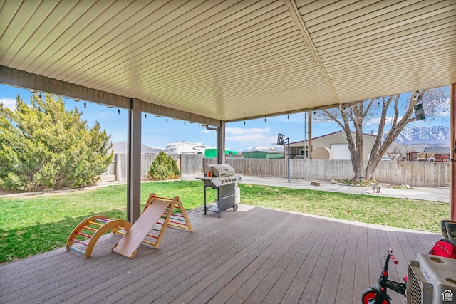 270 N 100 W, Goshen, UT 84633 - deck featuring a fenced backyard, area for grilling, and a lawn