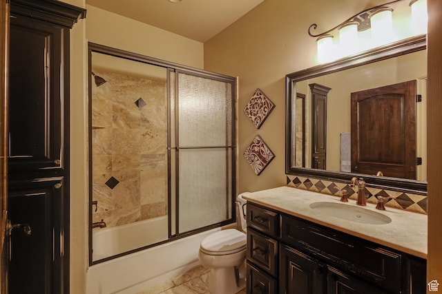 428 N Northstar Dr, St George, UT 84770 - bathroom with shower / bath combination with glass door, toilet, vanity, and marble finish floor