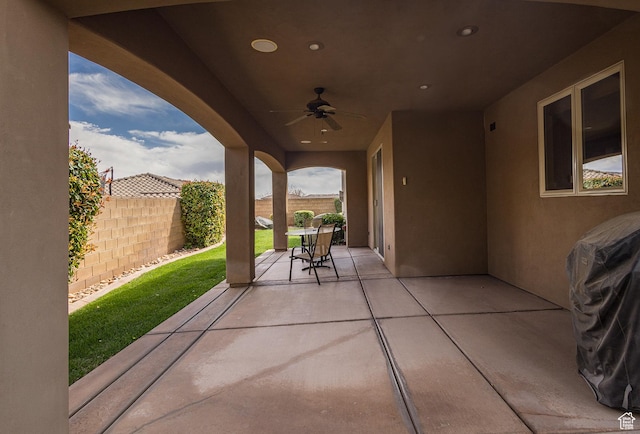 428 N Northstar Dr, St George, UT 84770 - view of patio with fence and a ceiling fan