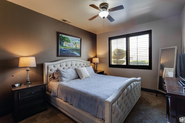428 N Northstar Dr, St George, UT 84770 - bedroom with dark carpet, visible vents, a ceiling fan, and baseboards