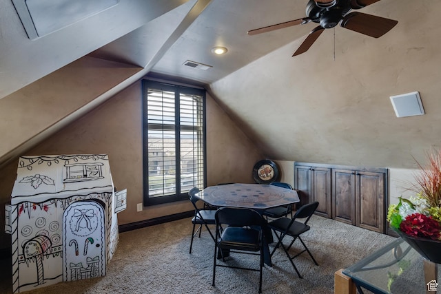 428 N Northstar Dr, St George, UT 84770 - interior space featuring carpet floors, a wealth of natural light, lofted ceiling, and a ceiling fan