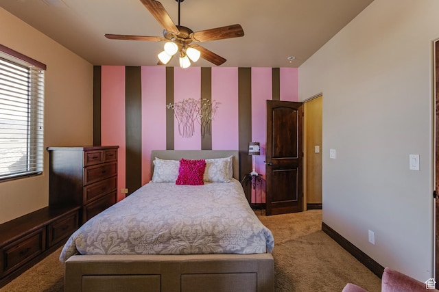 428 N Northstar Dr, St George, UT 84770 - bedroom featuring light carpet, a ceiling fan, multiple windows, and baseboards