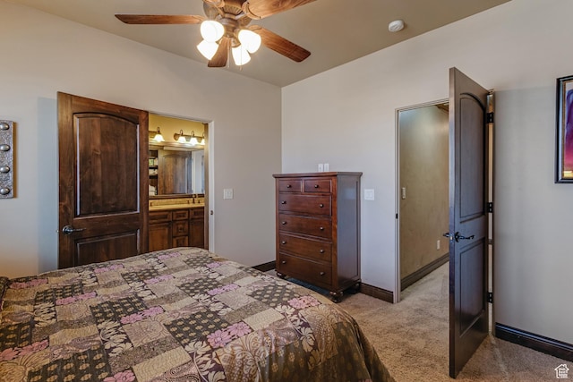428 N Northstar Dr, St George, UT 84770 - bedroom with light carpet, a ceiling fan, and baseboards