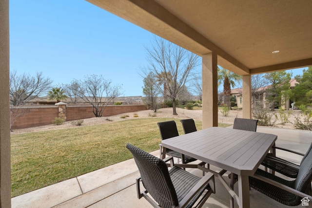 2653 Rio Lobo Dr, St George, UT 84770 - view of patio / terrace with fence and outdoor dining space