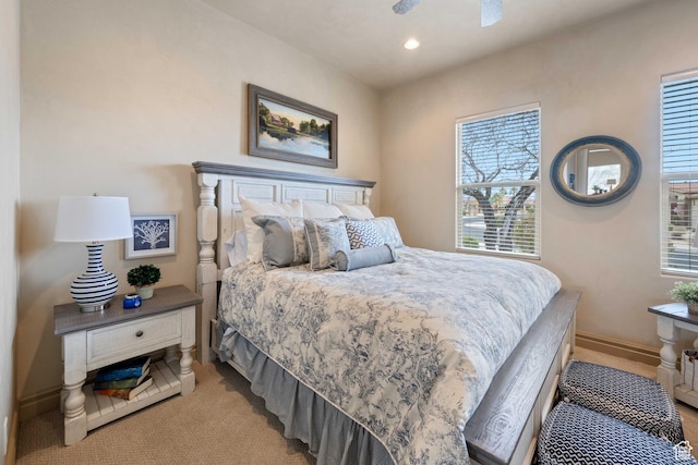 2653 Rio Lobo Dr, St George, UT 84770 - bedroom featuring light carpet, baseboards, and recessed lighting
