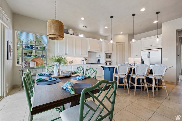 2653 Rio Lobo Dr, St George, UT 84770 - dining space featuring baseboards, visible vents, recessed lighting, and light tile patterned floors