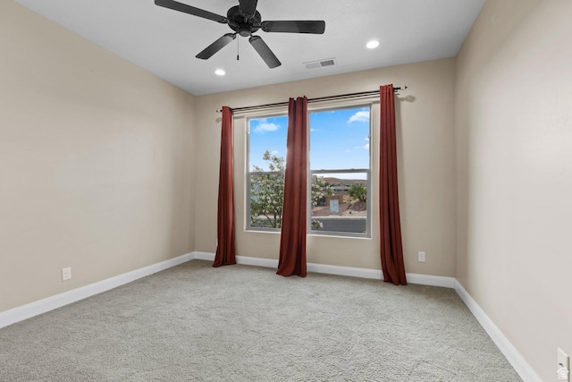 714 N Millcreek Springs Dr, Washington, UT 84780 - spare room with light carpet, baseboards, a ceiling fan, and recessed lighting