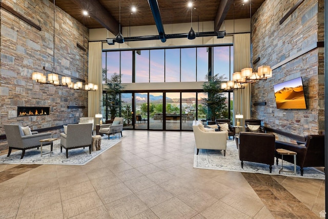 714 N Millcreek Springs Dr, Washington, UT 84780 - common area featuring a high ceiling, beam ceiling, and wood ceiling