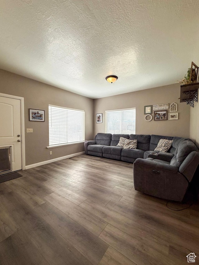 2016 E Cedar Trails Way, Eagle Mountain, UT 84005 - living room featuring wood finished floors, a textured ceiling, and baseboards