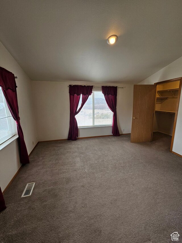 2350 S Red Creek Rd, Fruitland, UT 84027 - unfurnished bedroom featuring baseboards, carpet flooring, lofted ceiling, and visible vents