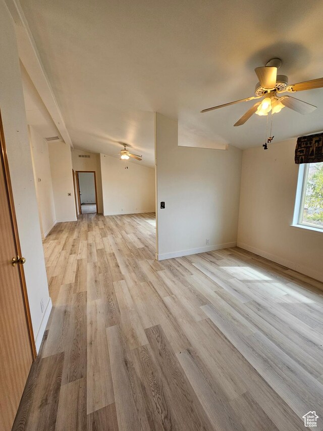 2350 S Red Creek Rd, Fruitland, UT 84027 - spare room featuring baseboards, light wood-type flooring, and a ceiling fan