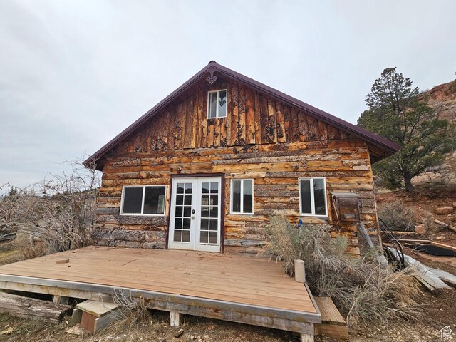 2350 S Red Creek Rd, Fruitland, UT 84027 - back of house featuring a wooden deck and french doors