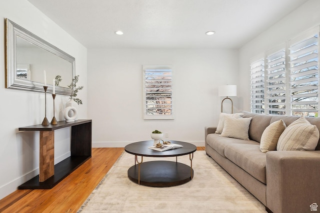 1138 E Hudson Ave, Salt Lake City, UT 84106 - living room with baseboards, recessed lighting, and light wood finished floors