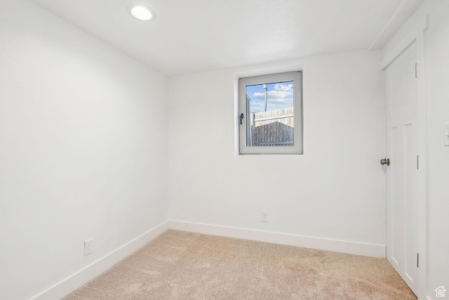 1138 E Hudson Ave, Salt Lake City, UT 84106 - spare room featuring baseboards, recessed lighting, and light carpet
