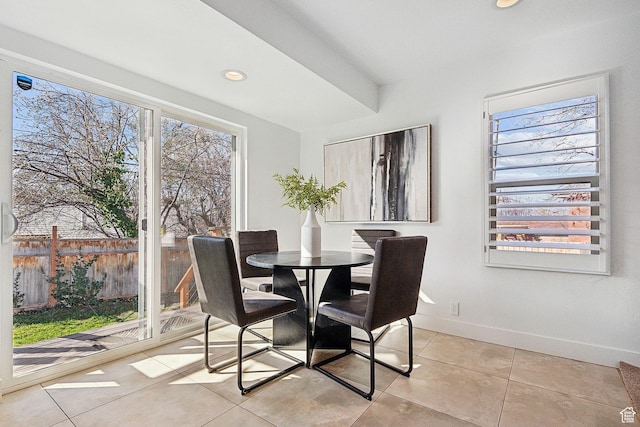 1138 E Hudson Ave, Salt Lake City, UT 84106 - dining space featuring light tile patterned floors, baseboards, and recessed lighting
