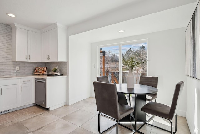 1138 E Hudson Ave, Salt Lake City, UT 84106 - dining space featuring baseboards, visible vents, recessed lighting, and light tile patterned floors