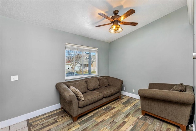 100 Crayon Ct, Logan, UT 84321 - living area with a ceiling fan, baseboards, wood finished floors, and a textured ceiling