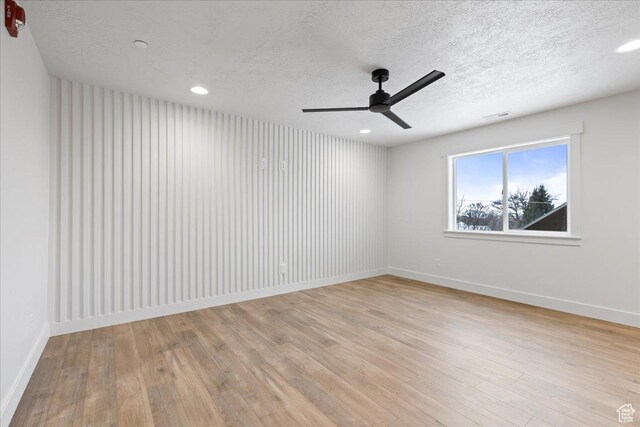 2230 S 635 W Unit B, Perry, UT 84302 - unfurnished room featuring a textured ceiling, light wood-style flooring, baseboards, visible vents, and ceiling fan