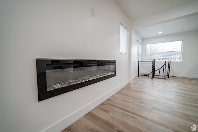 627 W La Salle Dr, Murray, UT 84123 - interior space featuring baseboards, an upstairs landing, wood finished floors, and recessed lighting