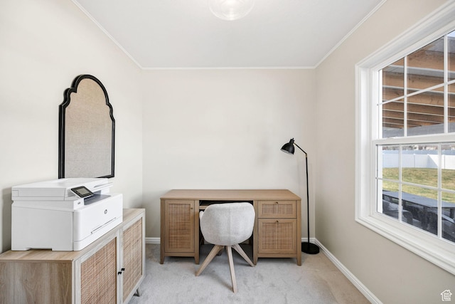 385 N 300 E, Providence, UT 84332 - home office featuring baseboards, ornamental molding, and light colored carpet