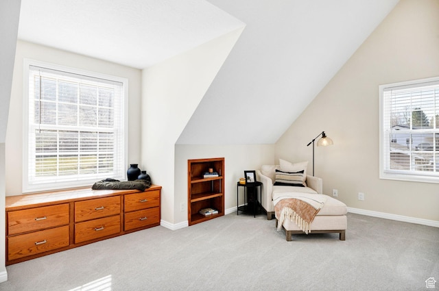 385 N 300 E, Providence, UT 84332 - bedroom with baseboards, vaulted ceiling, and light colored carpet